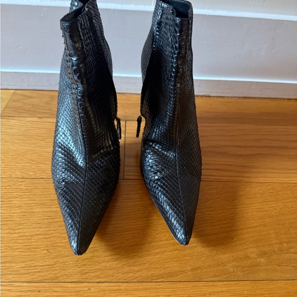 Versace Black Snakeskin Stiletto Ankle Boots